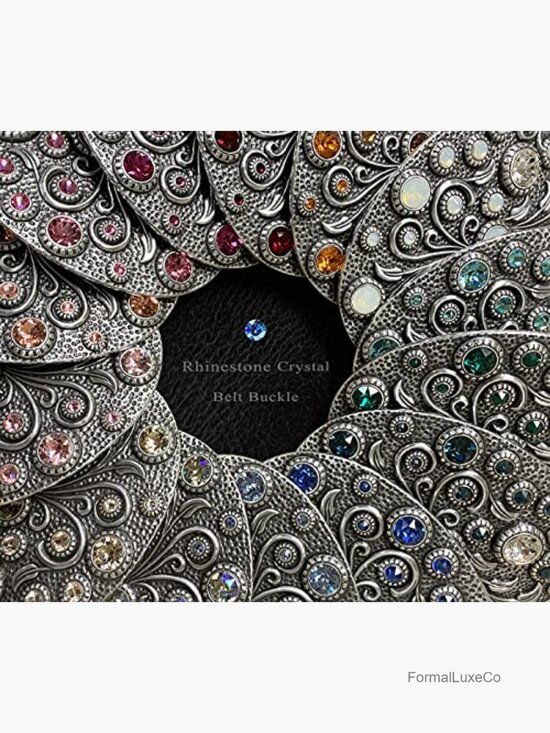 Vintage Crystal Rhinestone Floral Oval Western Belt Buckle main image 7
